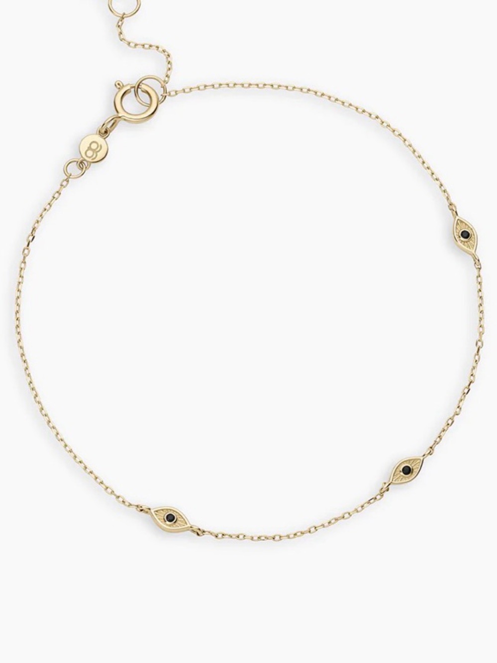 🧿 Gorjana Fine Jewelry 14k Gold Black Onyx Evil Eye Bracelet NWT